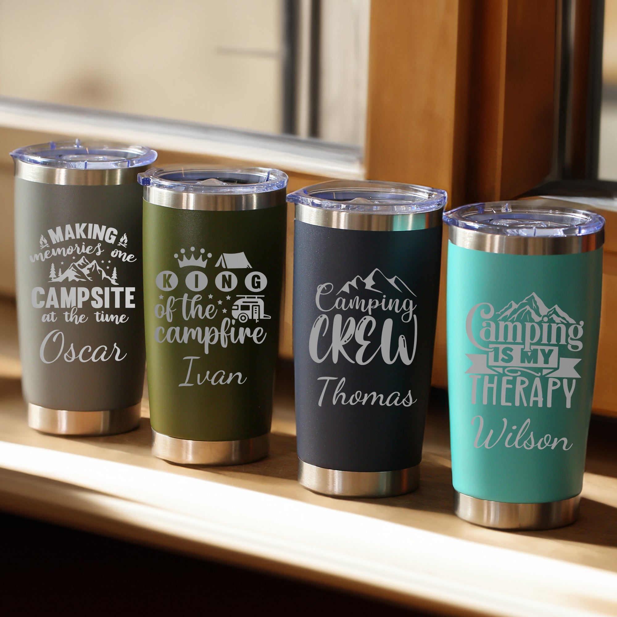 Back to listings Custom Engraved 20oz Camping Tumbler with Straw, Personalized Outdoor Adventure Drinkware, Engraved Campfire Drink Cup, Camper Gifts