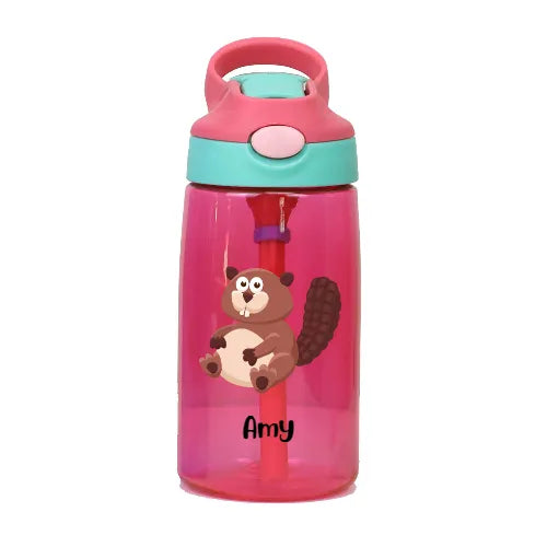 Personalized Kids Bottle, 16oz Kids Water Bottle, Leak-Proof Straw Bottle, Back to School Gift,Animal Design Tumbler,Durable Kids' Drinkware