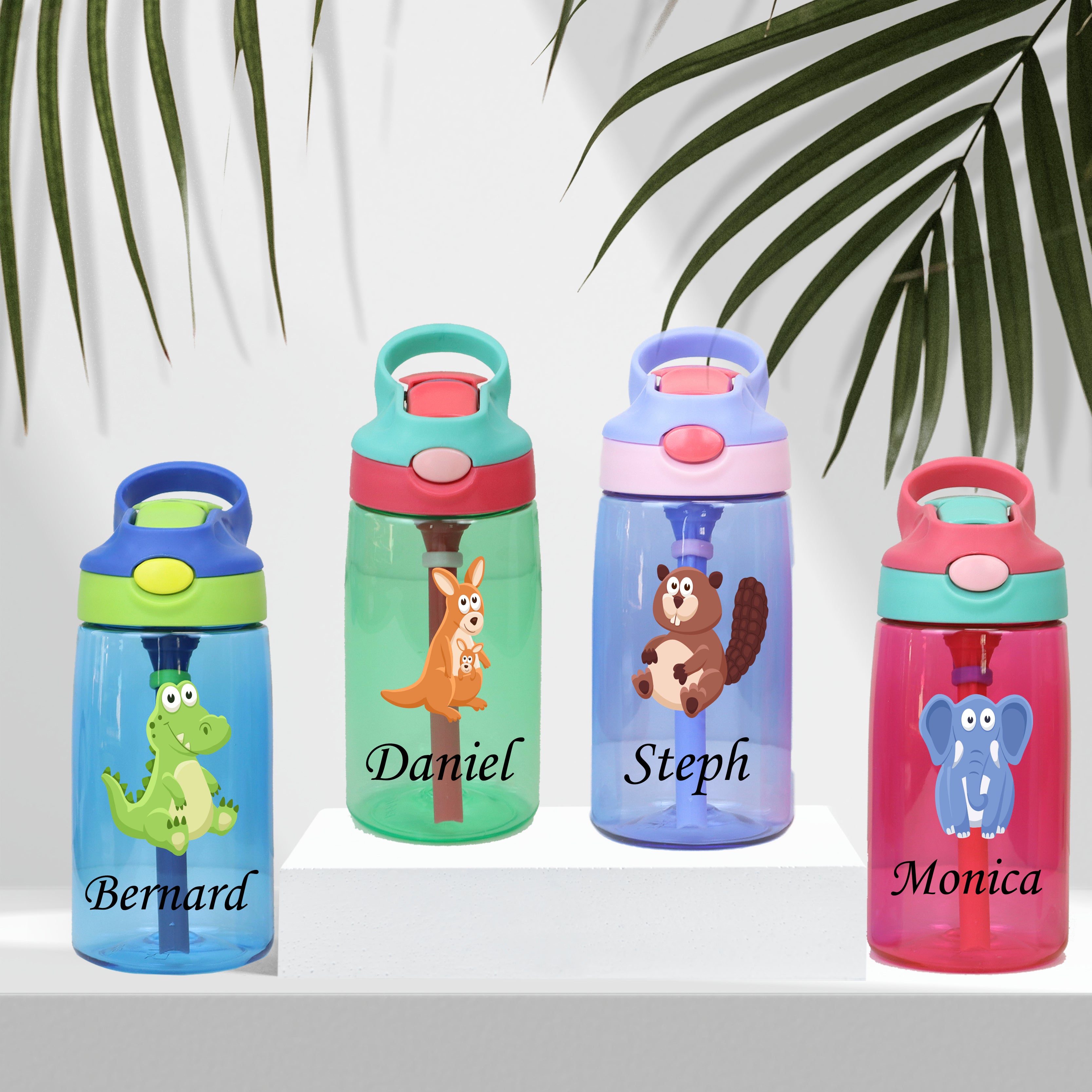 Personalized Kids Bottle, 16oz Kids Water Bottle, Leak-Proof Straw Bottle, Back to School Gift,Animal Design Tumbler,Durable Kids' Drinkware