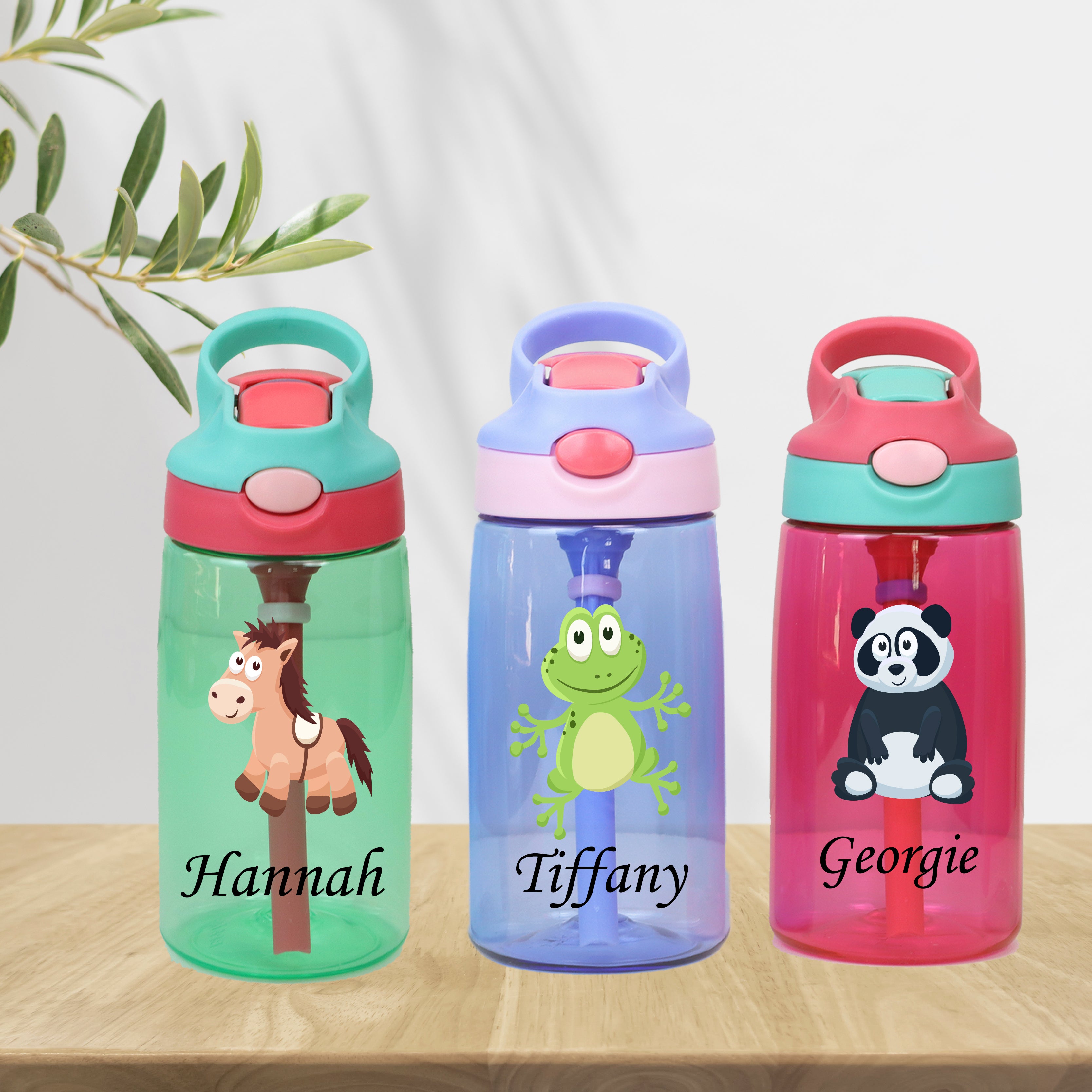 Personalized Kids Bottle, 16oz Kids Water Bottle, Leak-Proof Straw Bottle, Back to School Gift,Animal Design Tumbler,Durable Kids' Drinkware